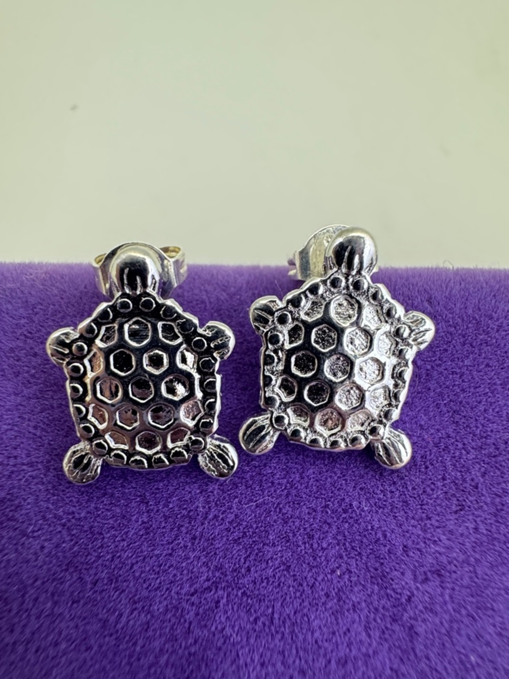 💛 Y2K Silver Plated Turtle Stud Earrings - Turtle Shell Design | Mermaidcore